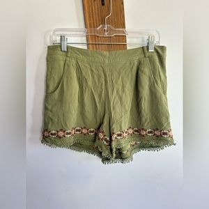 Sequins Heart boho shorts lose fit embroidery detail pockets hippie indie